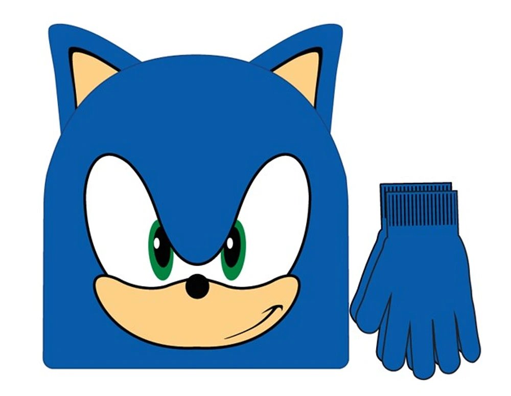 Sonic Face Kids Hat & Glove Set 