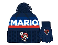 Mario Navy Kids Hat & Glove Set 