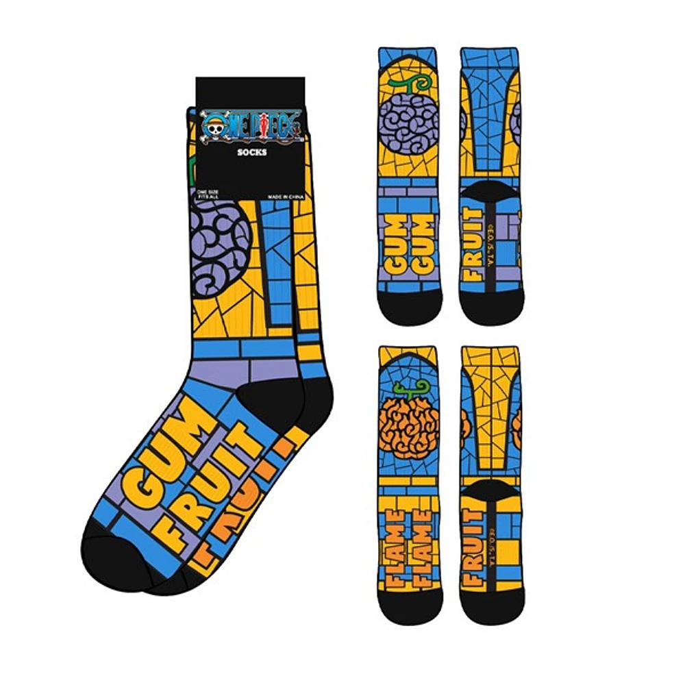  One Piece : Lot de 2 chaussettes aux fruits Gum Flame 