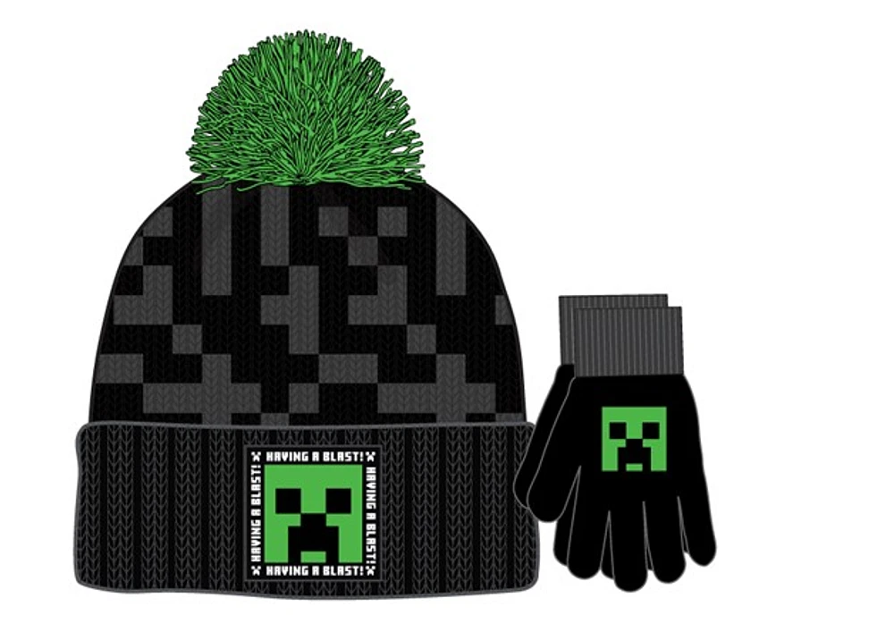 Minecraft: Creeper Kids Beanie & Glove Set 