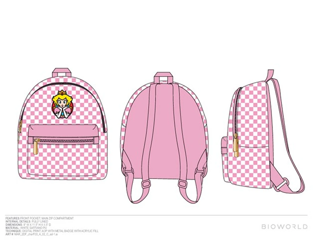 Princess Peach Checkered Mini Backpack 