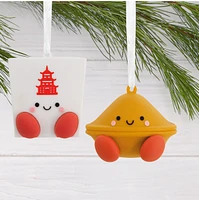Hallmark Christmas Ornaments (Better Together Takeout Box & Fortune Cookie Magnetic), Set of 2 