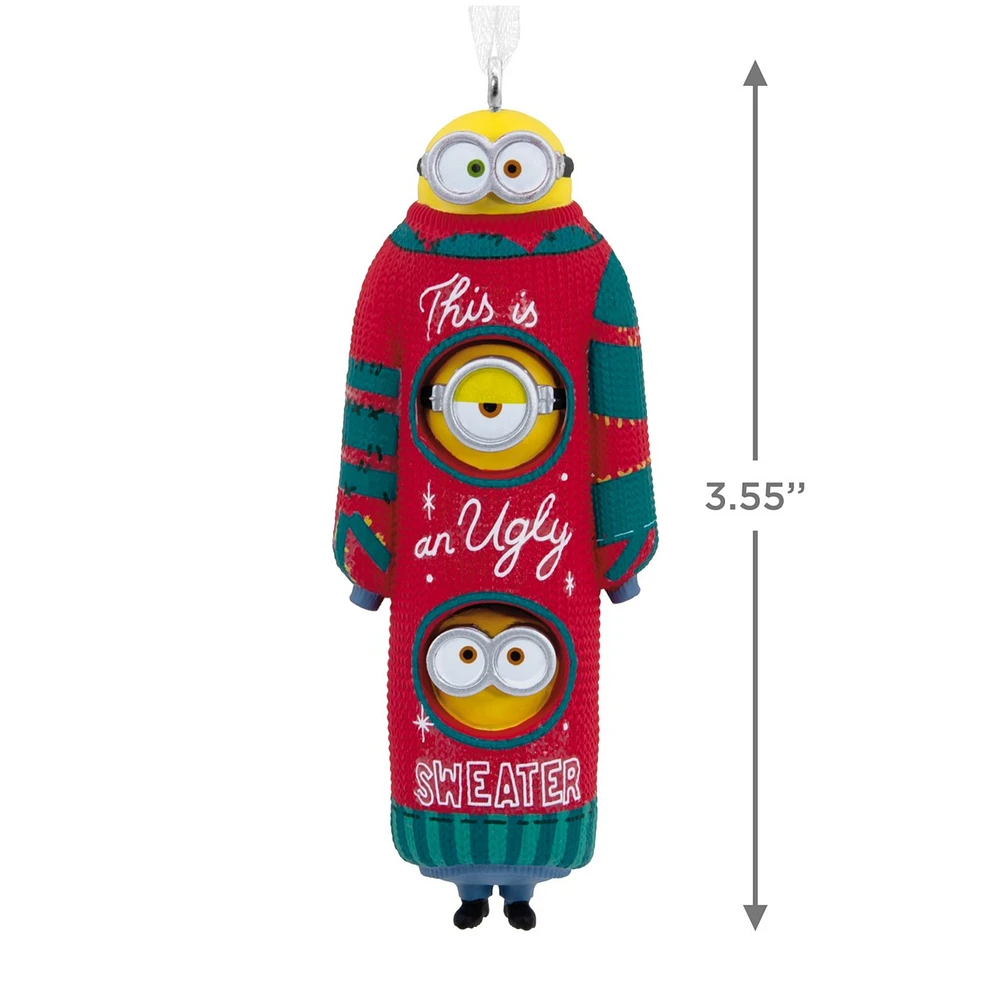 Hallmark Christmas Ornament (Minions Bob, Kevin and Stuart the Minions in Ugly Christmas Sweater) 