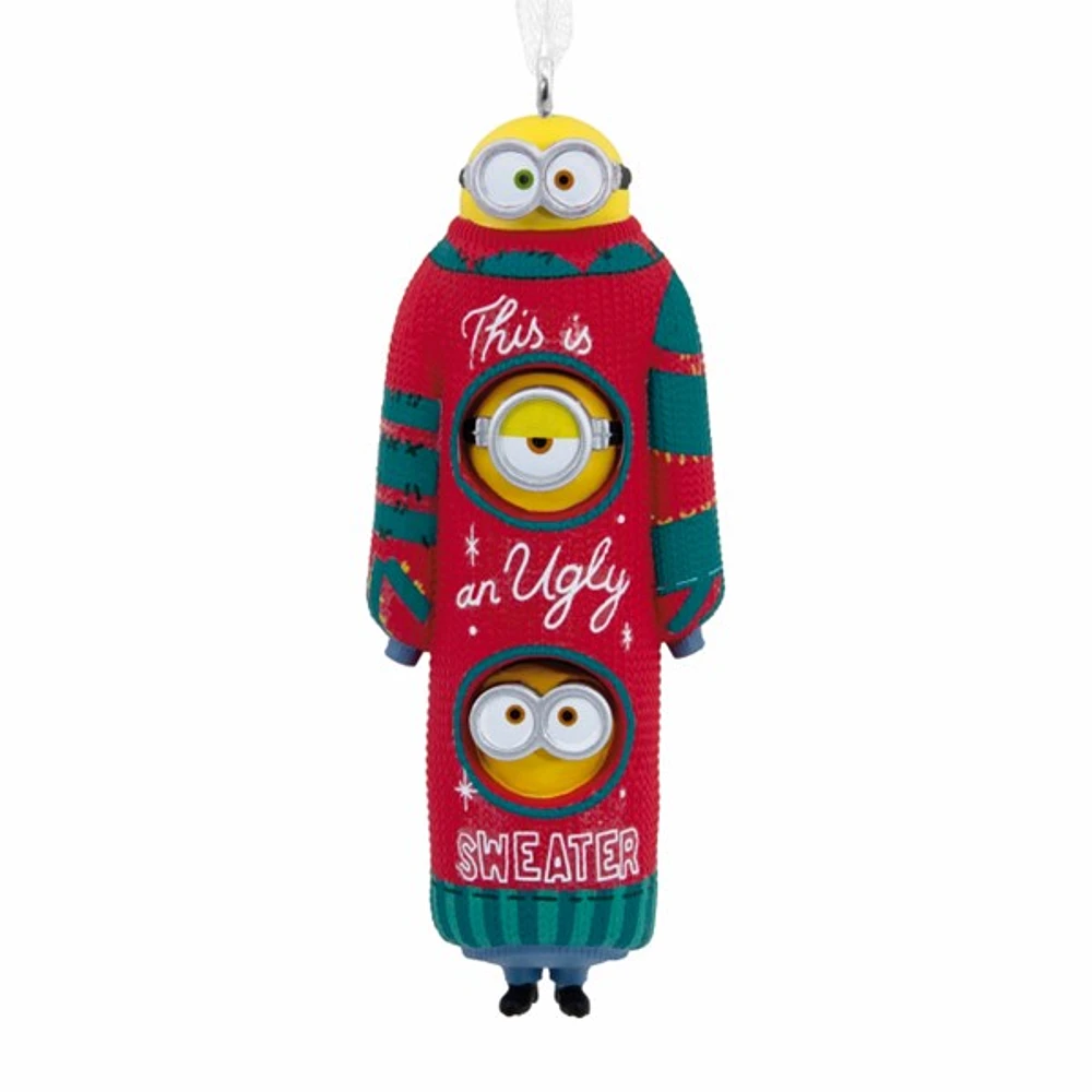 Hallmark Christmas Ornament (Minions Bob, Kevin and Stuart the Minions in Ugly Christmas Sweater) 