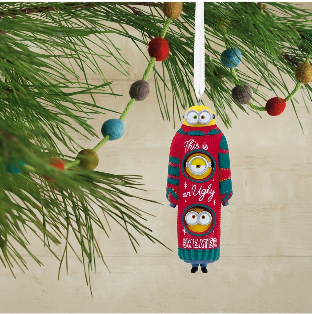 Hallmark Christmas Ornament (Minions Bob, Kevin and Stuart the Minions in Ugly Christmas Sweater) 