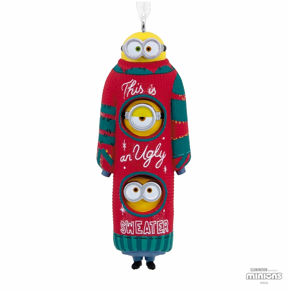 Hallmark Christmas Ornament (Minions Bob, Kevin and Stuart the Minions in Ugly Christmas Sweater) 