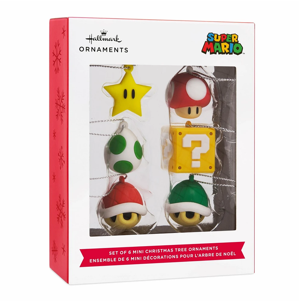 Hallmark Mini Christmas Ornaments (Nintendo Super Mario Shatterproof), Set of 6 