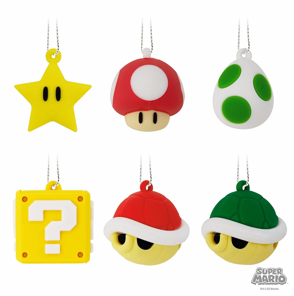 Hallmark Mini Christmas Ornaments (Nintendo Super Mario Shatterproof), Set of 6 