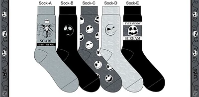 The Nightmare Before Christmas Grey Socks 5 Pack 