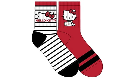 Chaussettes rayées rouges et noires Hello Kitty 2 paires 