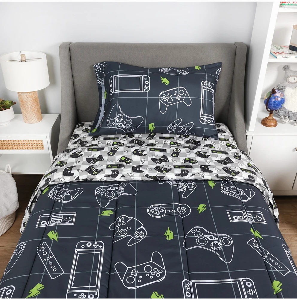 Ensemble de literie simple Gamer, 4 pièces 