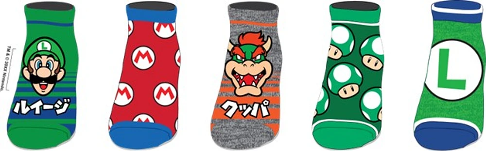 Super Mario Luigi & Bowser Ankle Socks 5 pack 