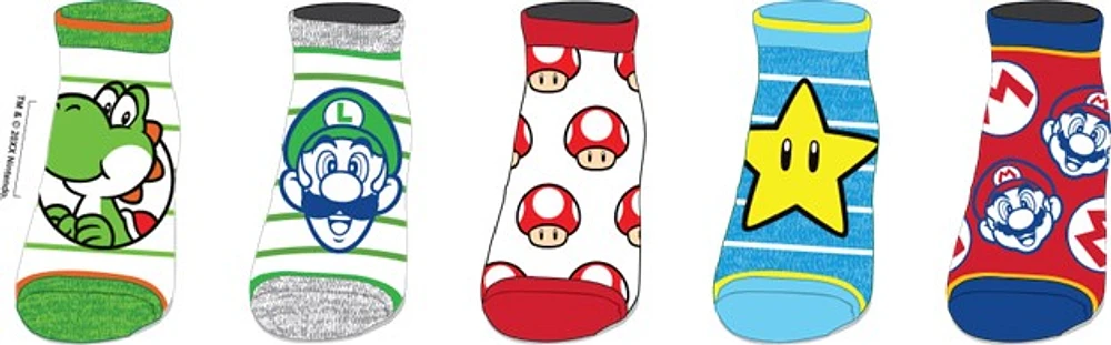 Super Mario Characters Ankle Socks 5 pack 