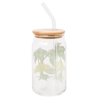 Stitch Glass Tumbler with Bamboo Lid 