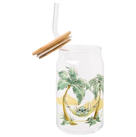 Stitch Glass Tumbler with Bamboo Lid 