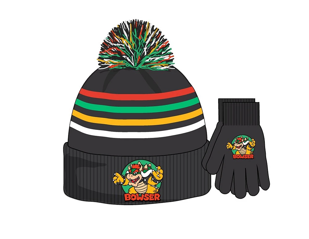 Bowser Kids Hat & Glove Set 