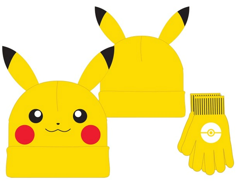 Pikachu Kids Beanie & Glove Set 