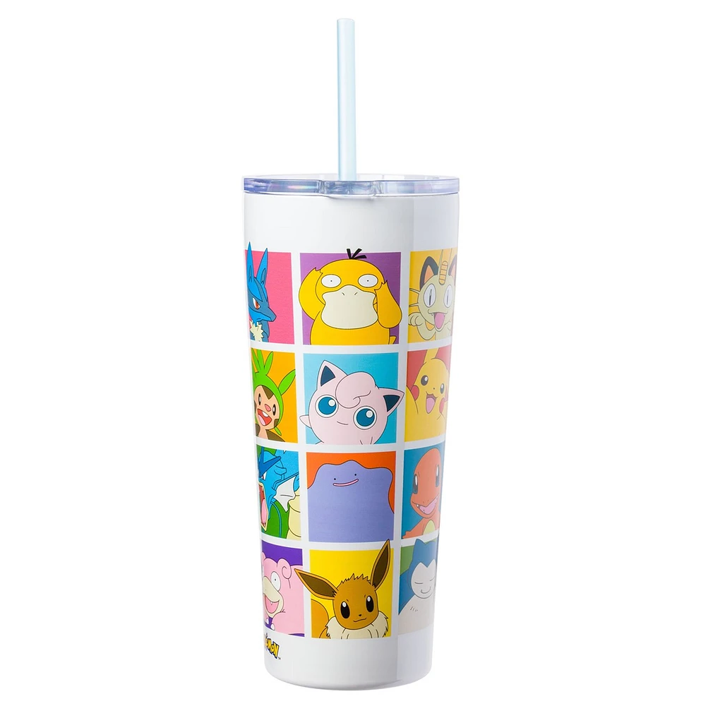 Gobelet en acier inoxydable à grille de personnages Pokémon 