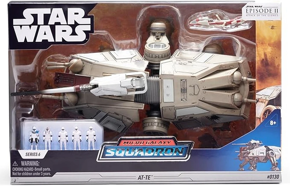 Star Wars Micro Galaxy Squadron At-Te - 9-Inch Six-Legged Vehicle With 2.5-Inch Speeder Five 1-Inch Micro Figure Accessories
