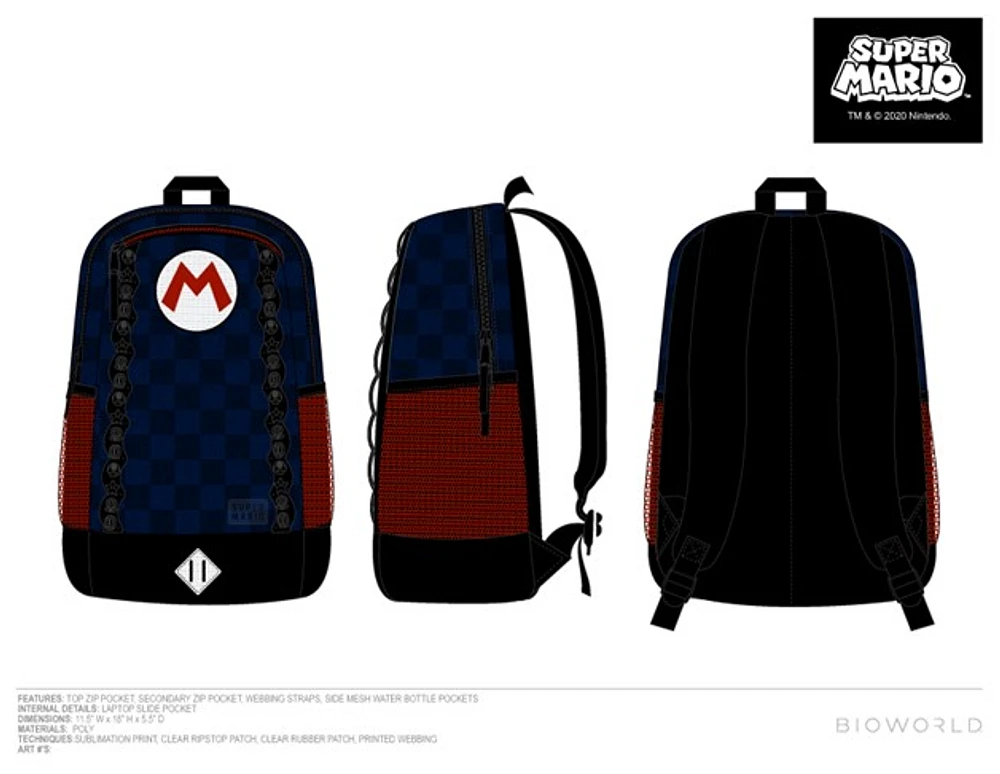 Super Mario Checkered Navy Backpack 