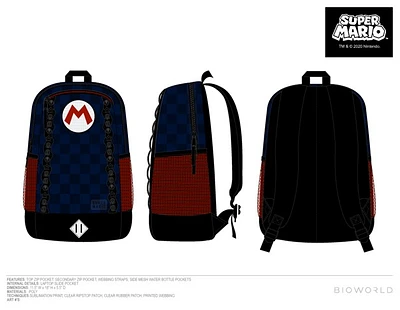 Super Mario Checkered Navy Backpack 