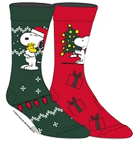 Snoopy Green & Red Holiday Socks, 2 pack 