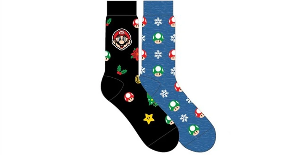 Super Mario Holiday Icons Socks, 2 pack 