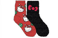 Hello Kitty Black & Red Holiday Cozy Socks, 2 pack 