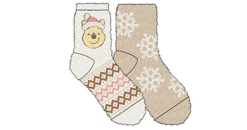 Winnie the Pooh Holiday Cozy Socks, 2 pack 