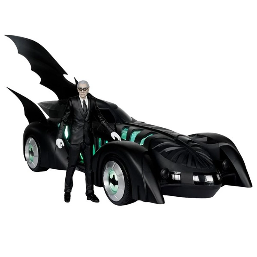 DC Multiverse Vehicles Batman Forever Batmobile & Alfred Pennyworth Gold Label 