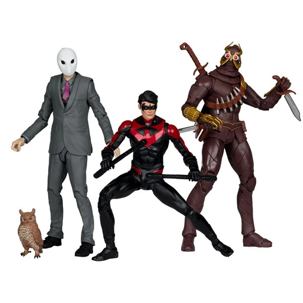 DC Multiverse Nightwing vs Talon & Owl 7in Figure 3 Pack Gold Label 