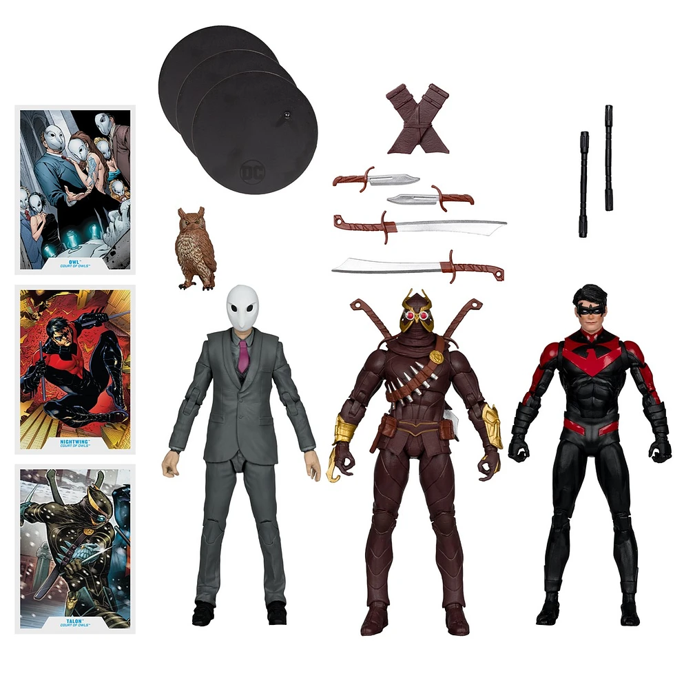 DC Multiverse Nightwing vs Talon & Owl 7in Figure 3 Pack Gold Label 
