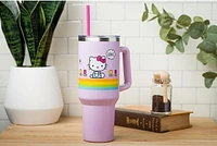 Hello Kitty : Gobelet en acier inoxydable à rayures arc-en-ciel 