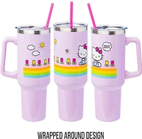 Hello Kitty : Gobelet en acier inoxydable à rayures arc-en-ciel 