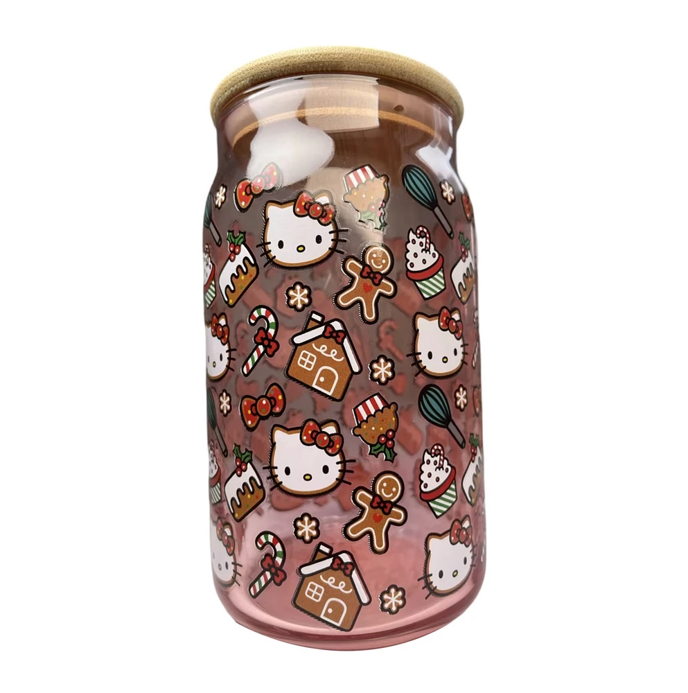 Gobelet en verre maison en pain d'épice Hello Kitty 
