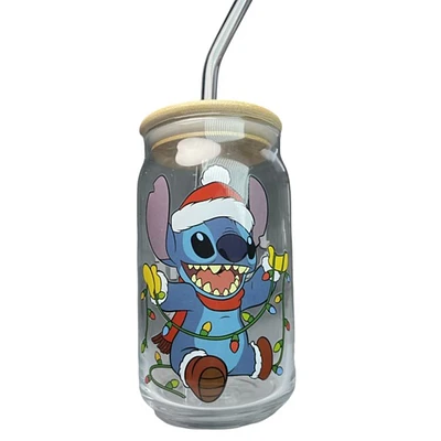 Stitch Jingle All the Way Glass Tumbler 