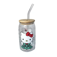 Gobelet en verre avec robe d'arbre de Noël Hello Kitty 