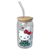 Hello Kitty Christmas Tree Dress Glass Tumbler 