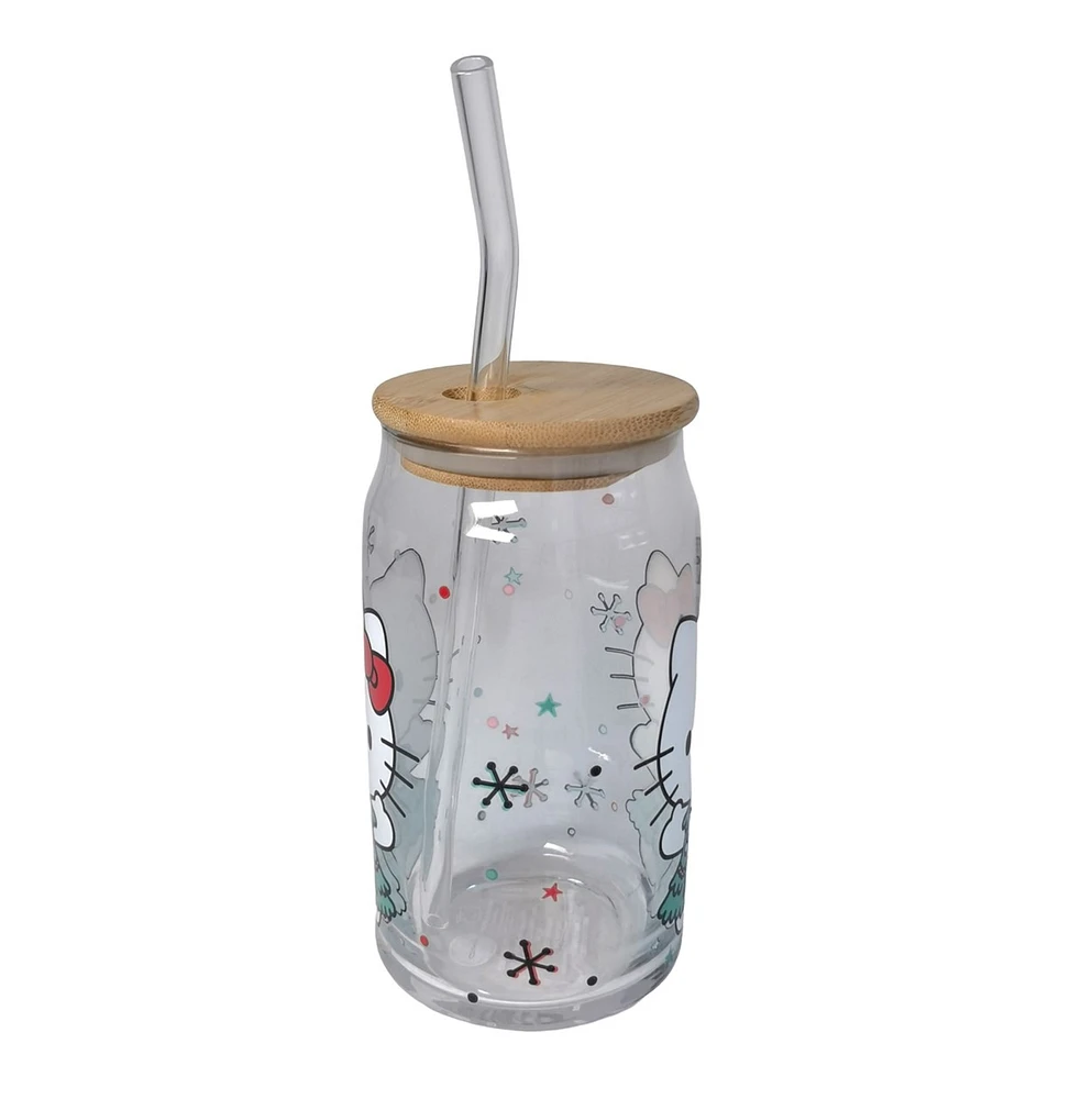 Gobelet en verre avec robe d'arbre de Noël Hello Kitty 