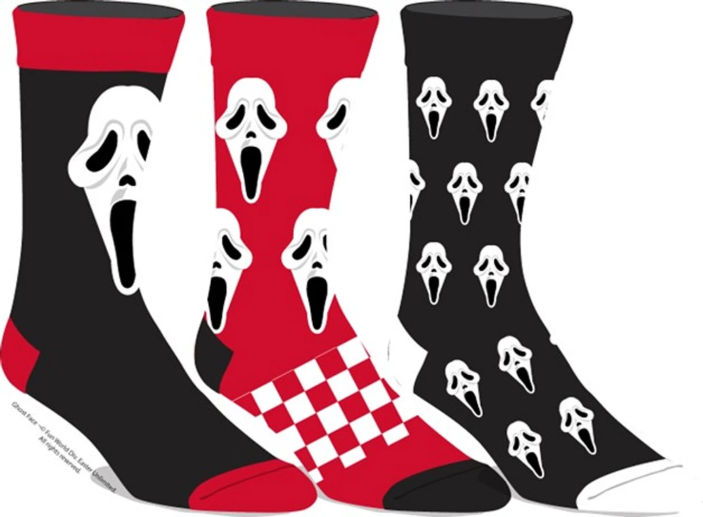 Ghostface Red & Black Socks, 3 pairs 