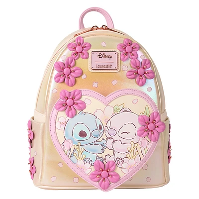 Loungefly : Mini sac à dos fleuri Stitch & Angel 