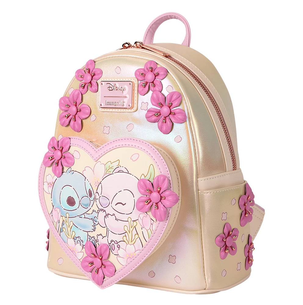 Loungefly: Stitch & Angel Floral Mini Backpack 