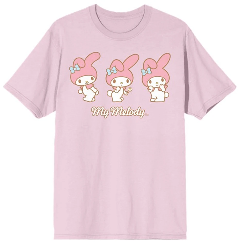 My Melody 3 Poses Pink Tee