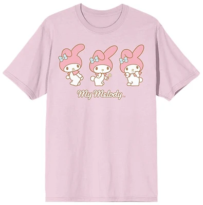 My Melody 3 Poses Pink Tee