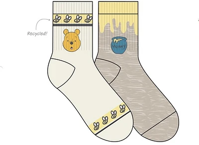 Winnie the Pooh Honey Socks, 2 pack 