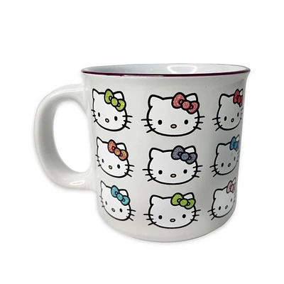 Tasse Hello Kitty avec visages et nœuds pailletés 
