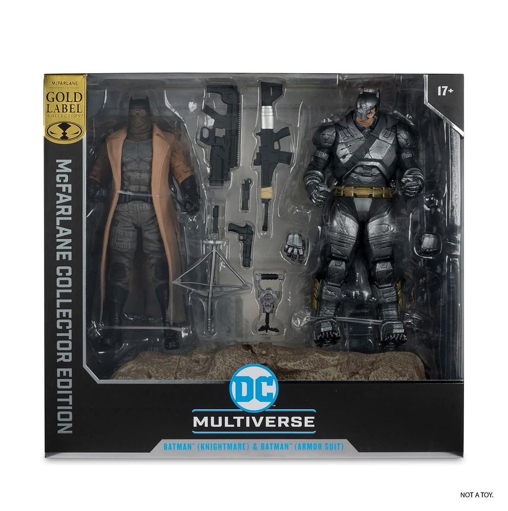 DC Multiverse Batman (Knightmare) & Batman (Armor Suit) (Batman v Superman) 7-Inch Figure McFarlane Collector Edition 2pk #2 Gold Label