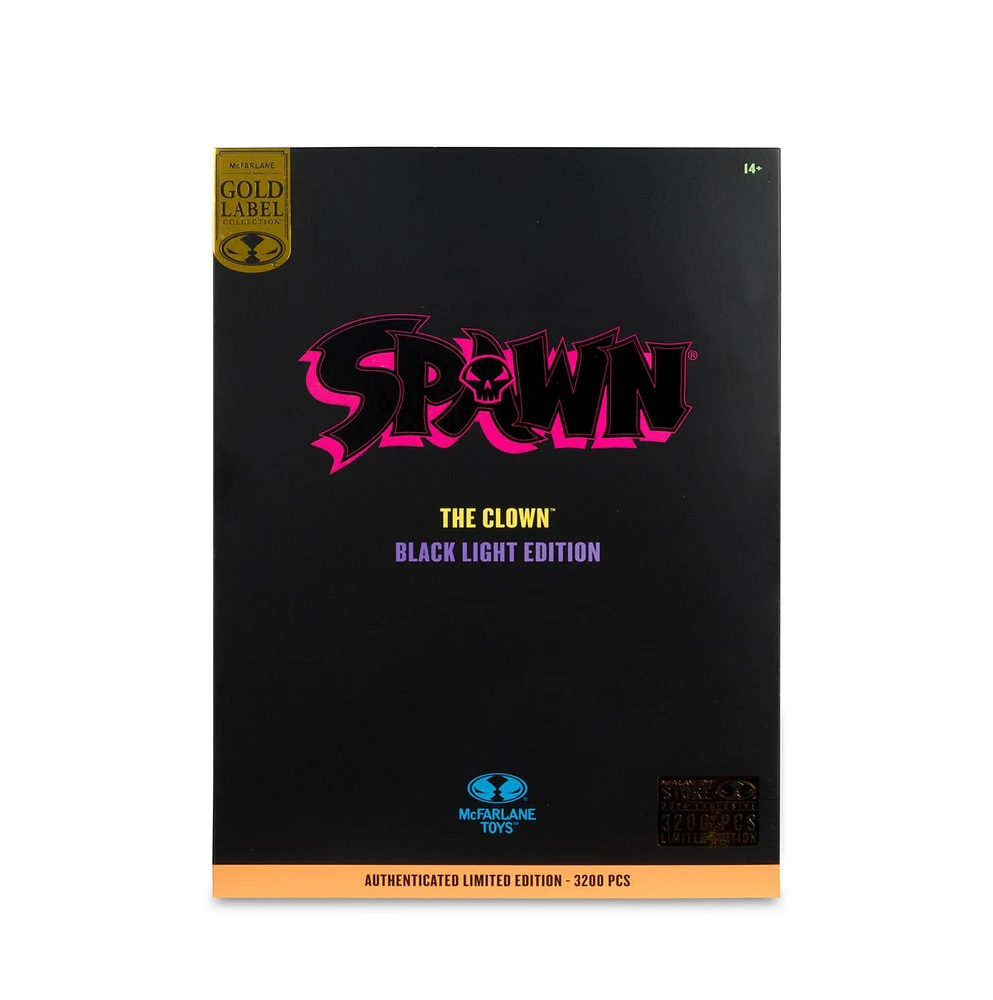 Spawn The Clown Black Light Edition 7in Action Figure Gold Label 