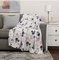 Jeté en peluche Minnie rose et gris 
