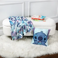 Ensemble de jeté et coussin en peluche Stitch 